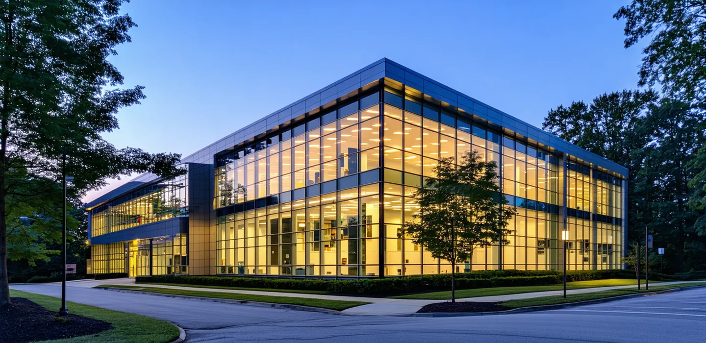 Modern office building in Reston Virginia tech corridor